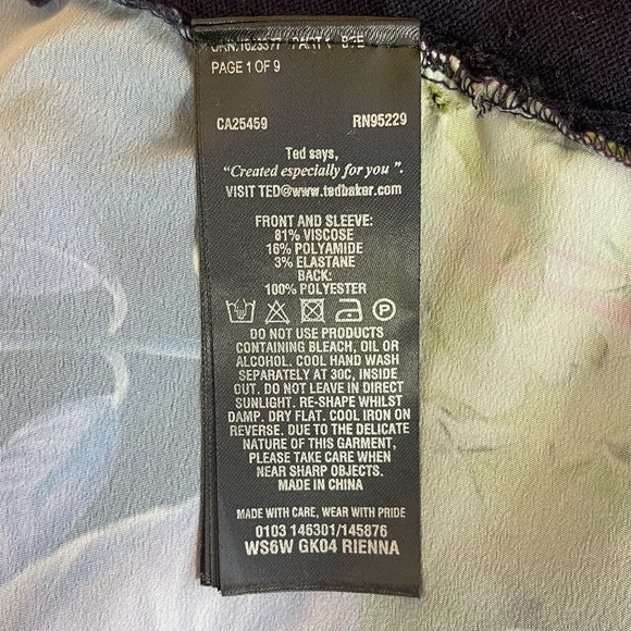 Ted Baker Hydrangea Haze Navy Floral Print Cardigan Sweater Women's Size 4 - Picture 6 of 6